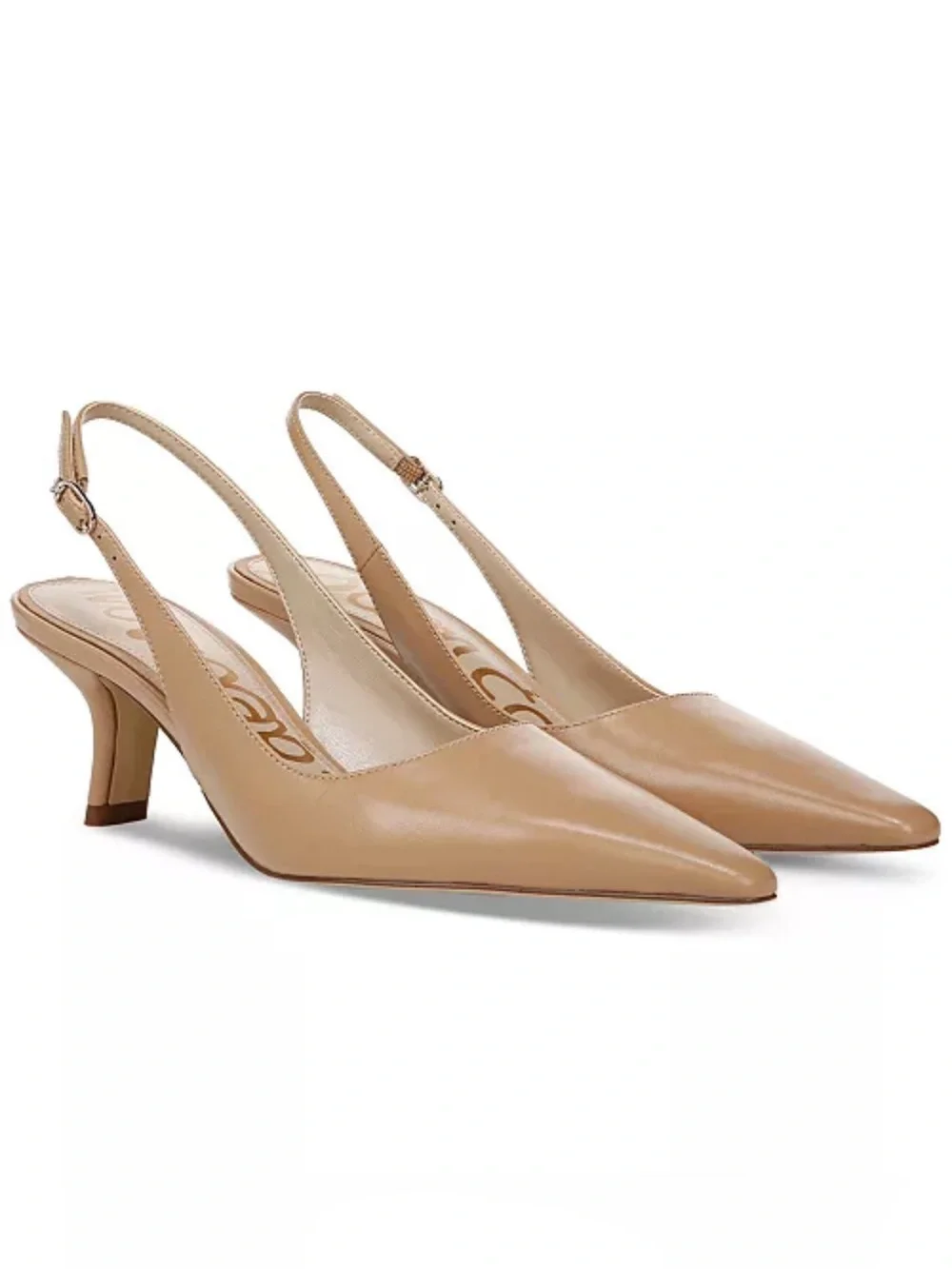 NWOB Sam Edelman Bianka Pointed-Toe Slingback Kitten Heels - Tan